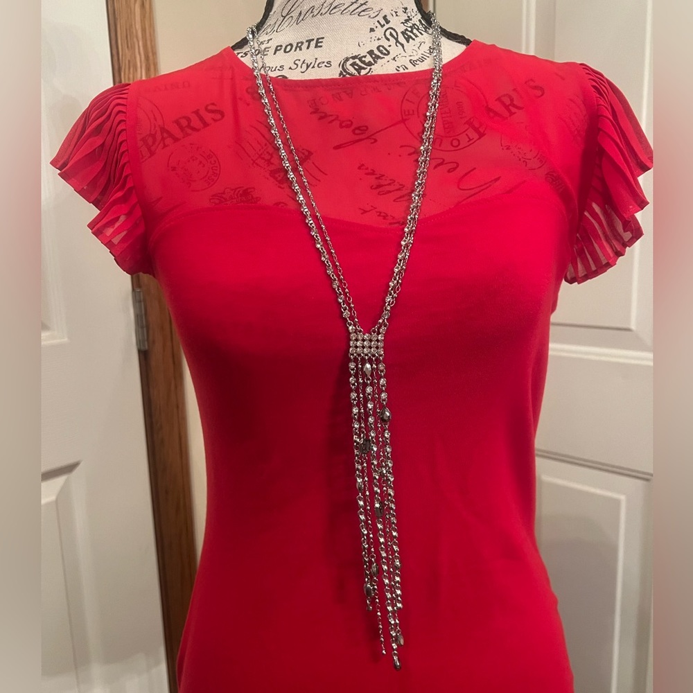 Whbm silver tone rhinestone necklace